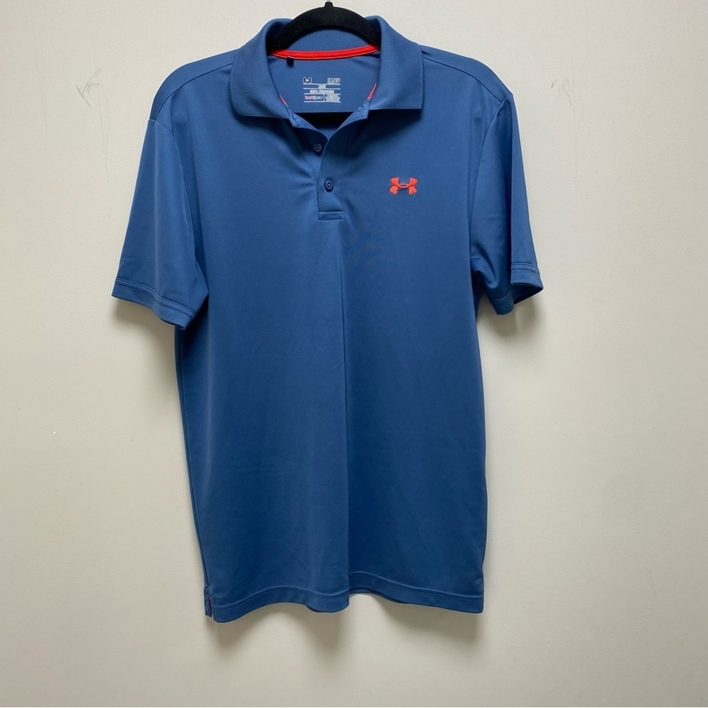 Under Armour Heat Gear Loose Fit Polo Men’s Blue Coral Embroidery Small